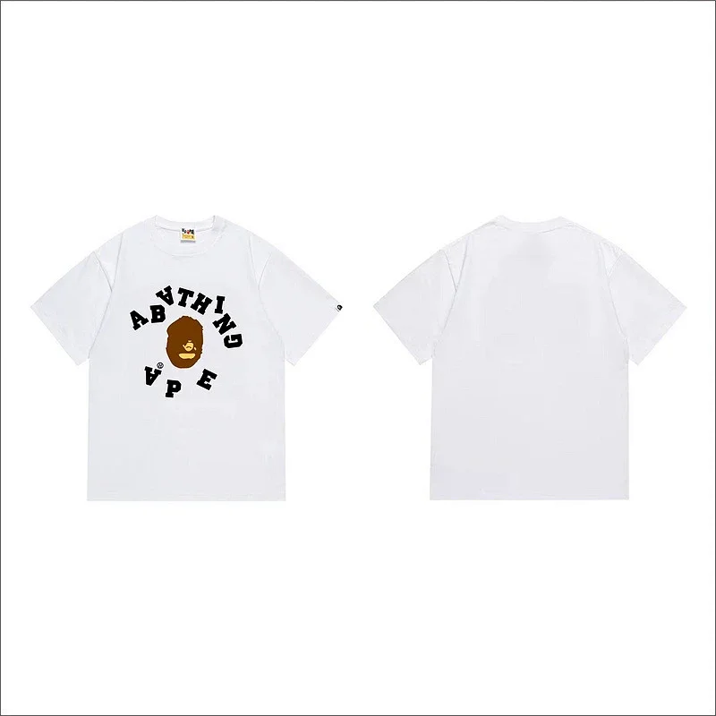 A BATHING APE White T - Shirt with Ape Head & Brand Text