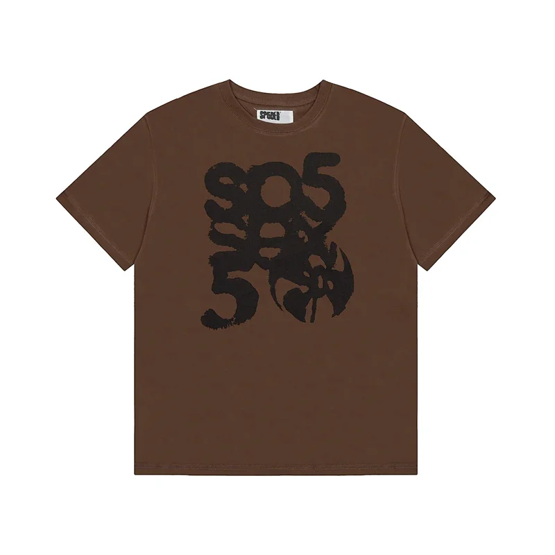 SP5DER Brown Graphic T - Shirt