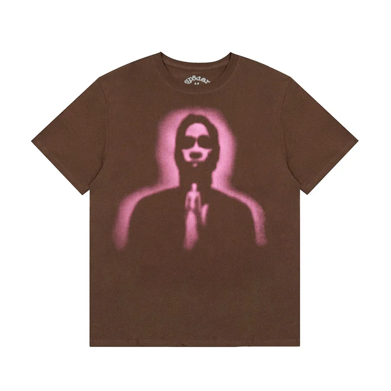 GODA Brown T - Shirt with Pink Figure Print