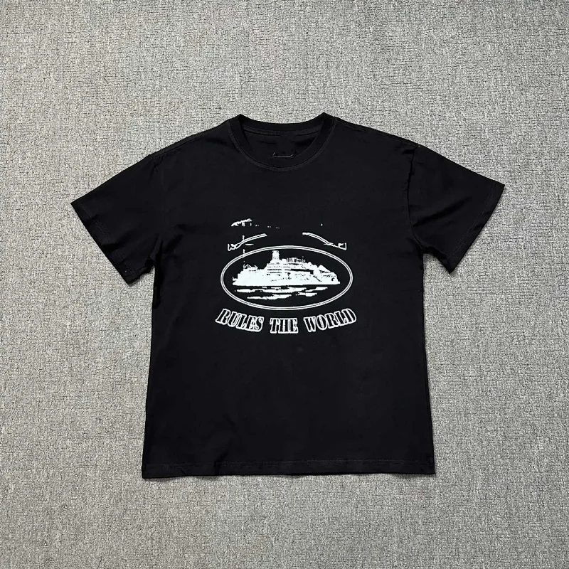 ShipRule Black T - Shirt with Ship Graphic & "RULES THE WORLD"