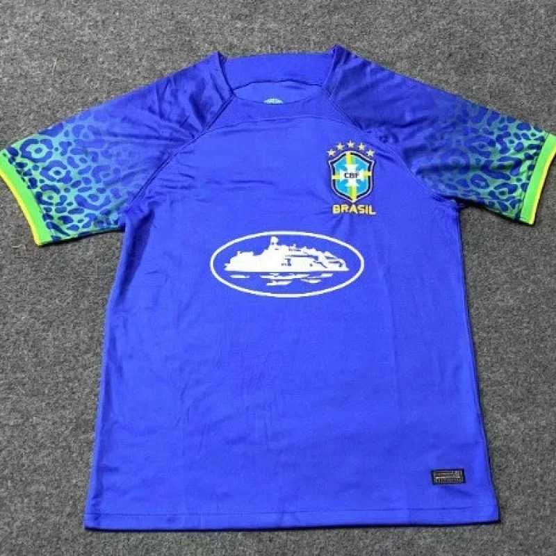 Corteiz Blue Brazil Jersey with Leopard Sleeves & Curtiz