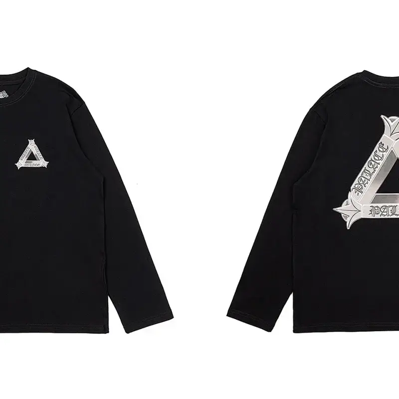 PALACE Black Long-Sleeve Triangle Logo Tee