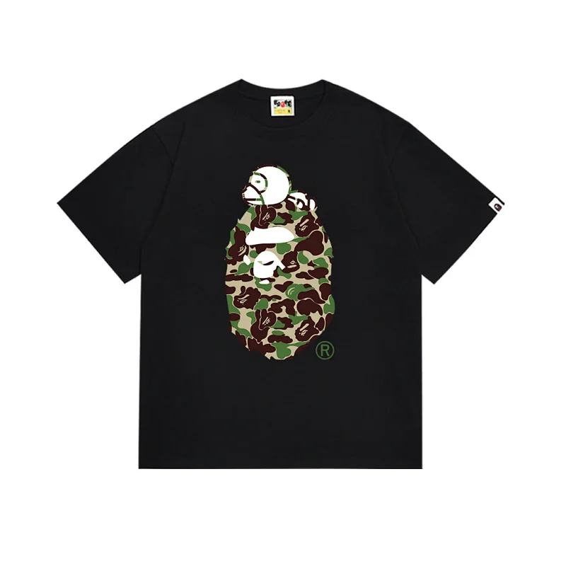 BAPE Black Camo Ape Head with Baby Ape T - Shirt