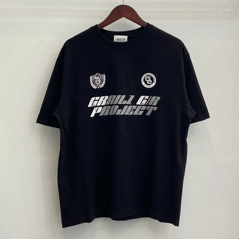 GRAILZ Black T - Shirt with "GRAILZ GIR PROJECT" Print & Badge Logos
