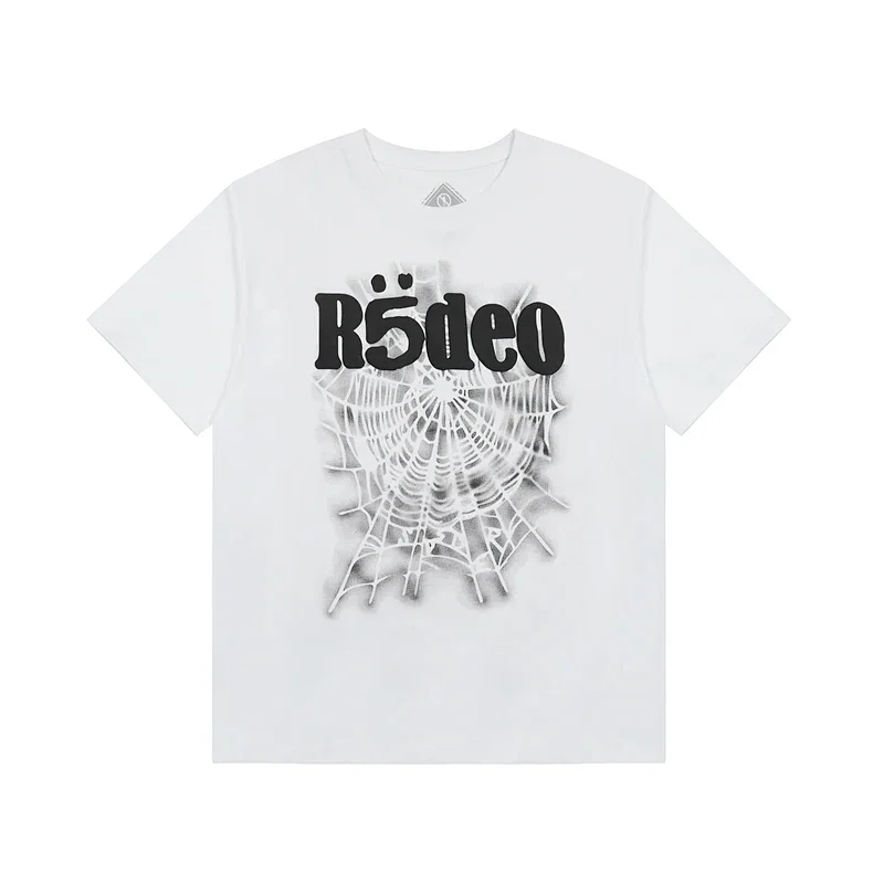 R5deo White Spider Web Graphic T - Shirt