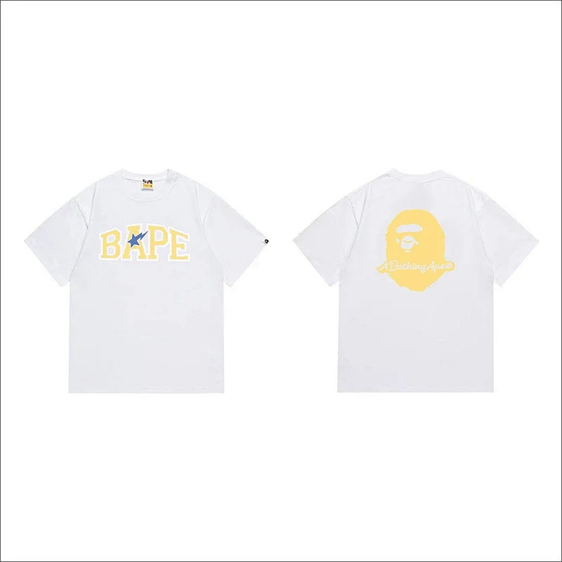 BAPE White T - Shirt with Yellow Logo & Ape Head