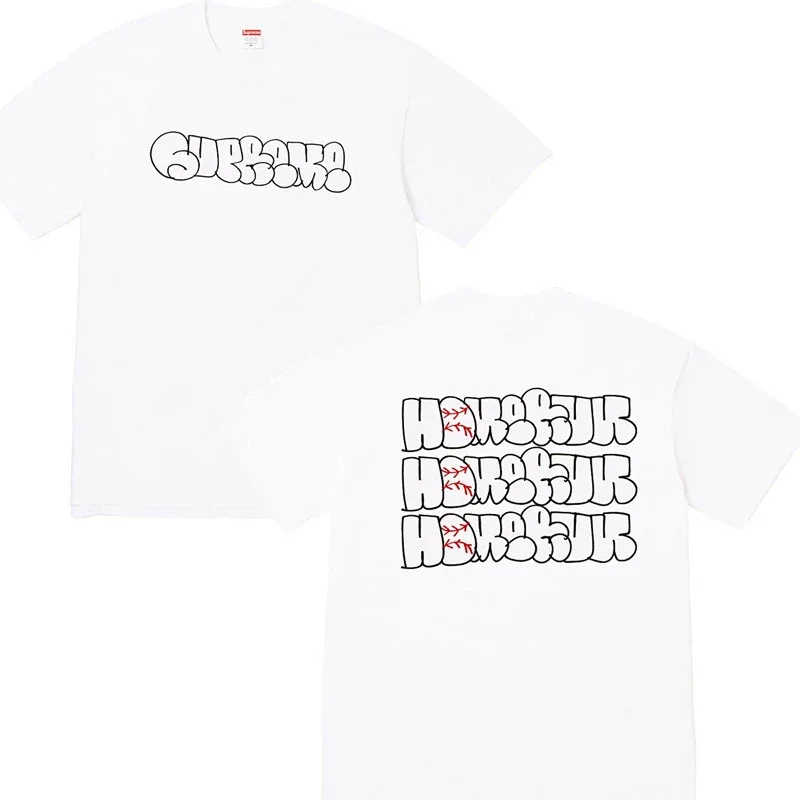 Supreme White Tee: Artistic Front, Stitched Back Text