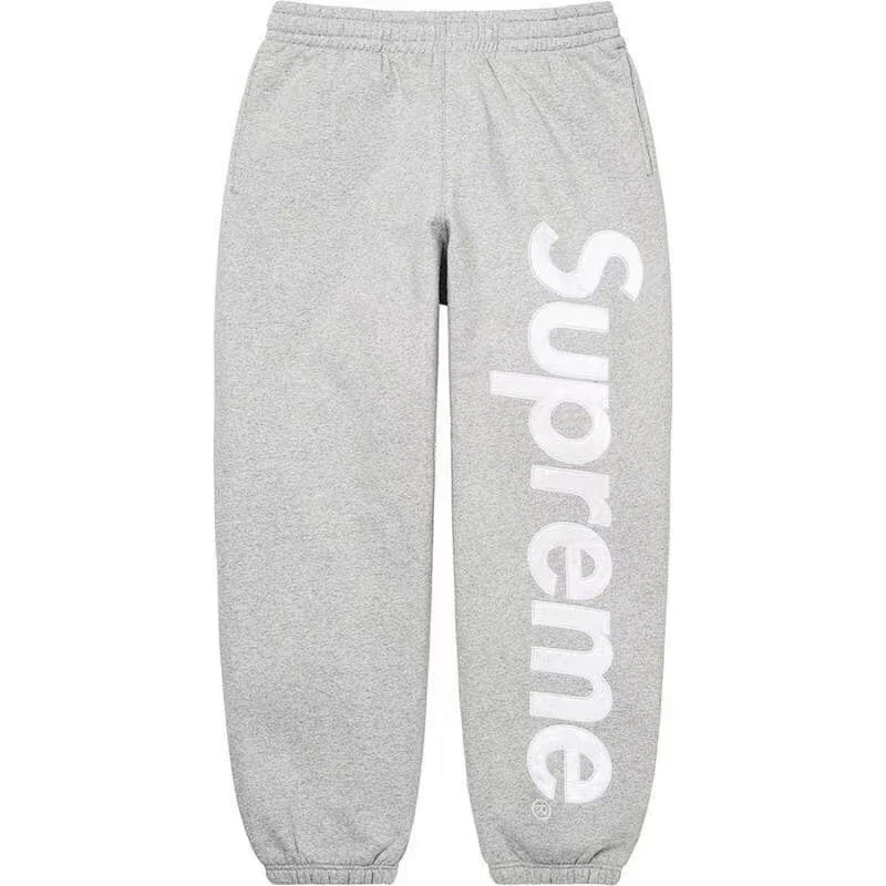 Supreme Gray Sweatpants with Vertical Logo