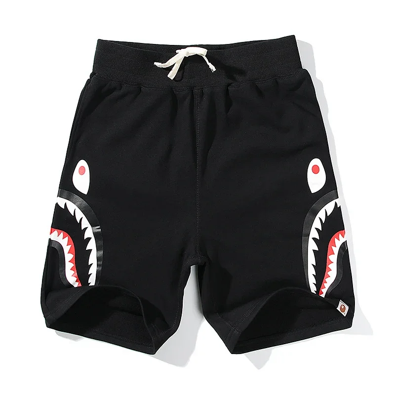 BAPE Black Shark Mouth Pattern Drawstring Shorts