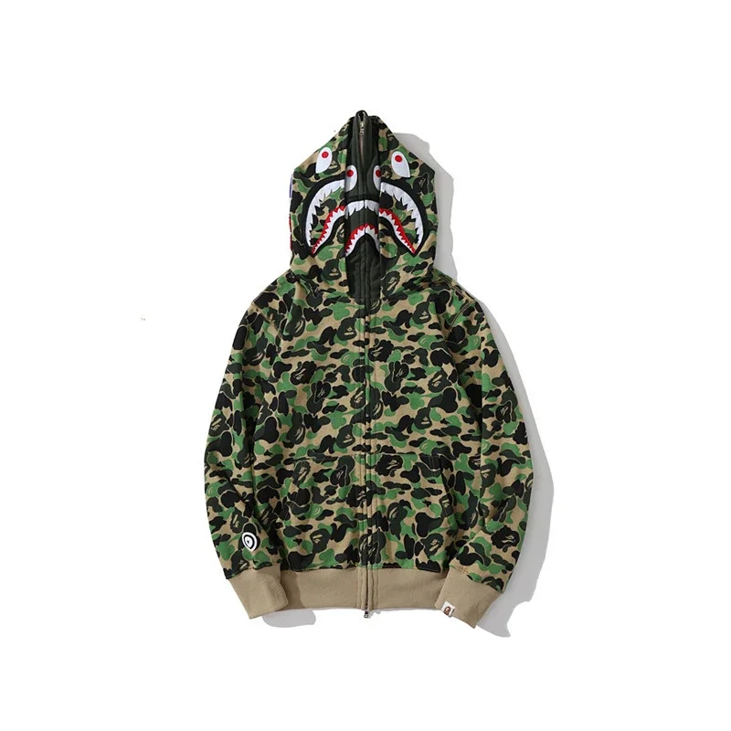BAPE Green Camouflage Shark Hood Full - Zip Hoodie