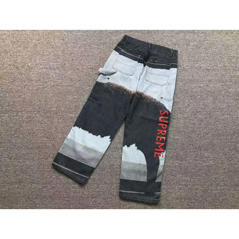 SUPREME Multi-Pocket Denim Jeans with Red Lettering