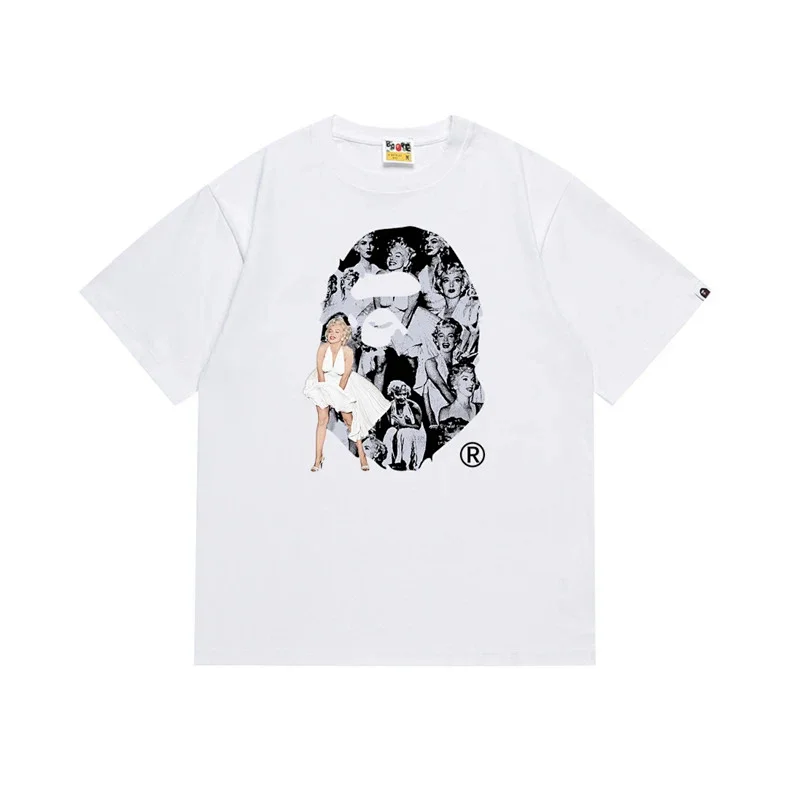 BAPE White T - Shirt with Marilyn Monroe Ape Head Graphic