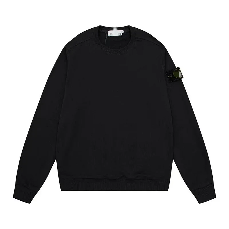 Stone Island Black Crewneck Sweatshirt with Iconic Compass Sleeve Badge