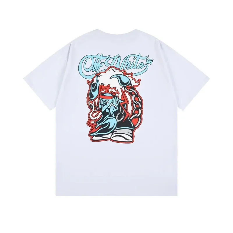 Off-White White Cartoon Graphic Print Short - Sleeve T - Shirt