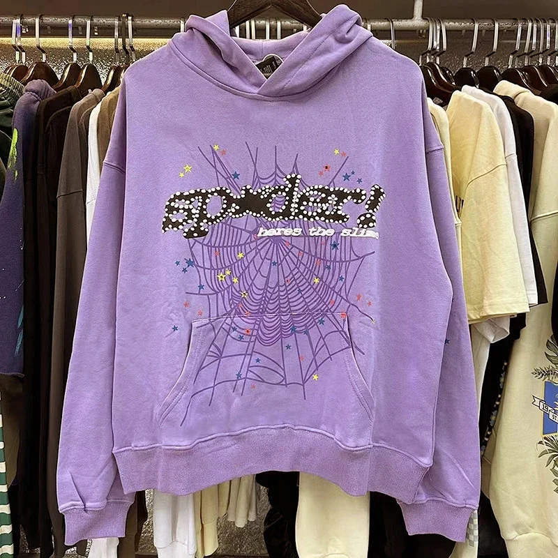 Spider Purple Hoodie with Spider Web Print & Star Details