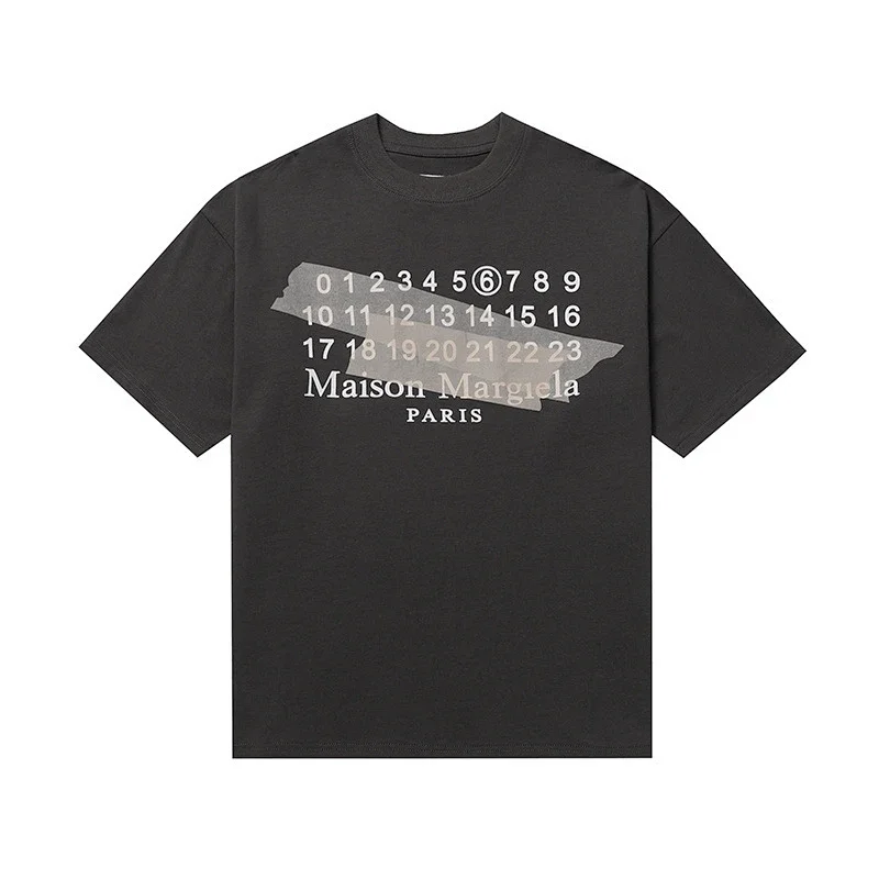 Maison Margiela Black T - Shirt with Number (0 - 23) & Paris Logo Print