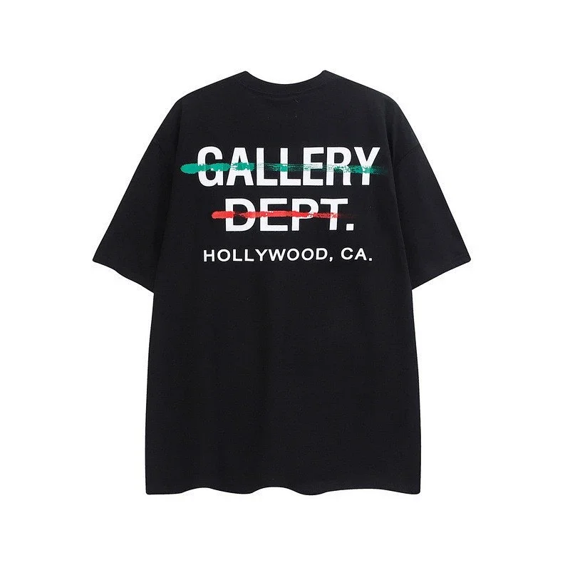 GALLERY DEPT. Black T - Shirt with "GALLERY DEPT. HOLLYWOOD, CA." & Color Strokes