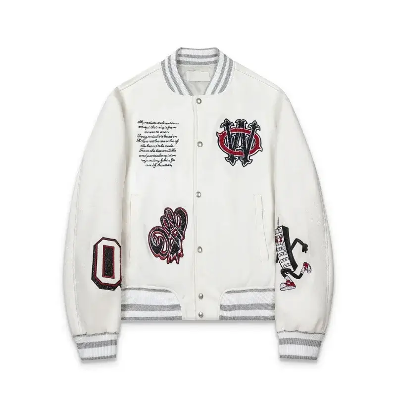 Off-White Embroidered Patch Baseball Jacket