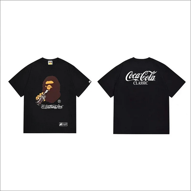 A Bathing Ape x Coca - Cola Black T - Shirt (Ape Head w/ Coke Bottle Front, Coca - Cola CLASSIC Back)