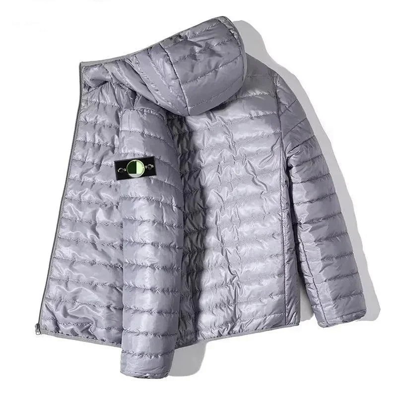 Stone Island Gray Hooded Lightweight Down Jacket