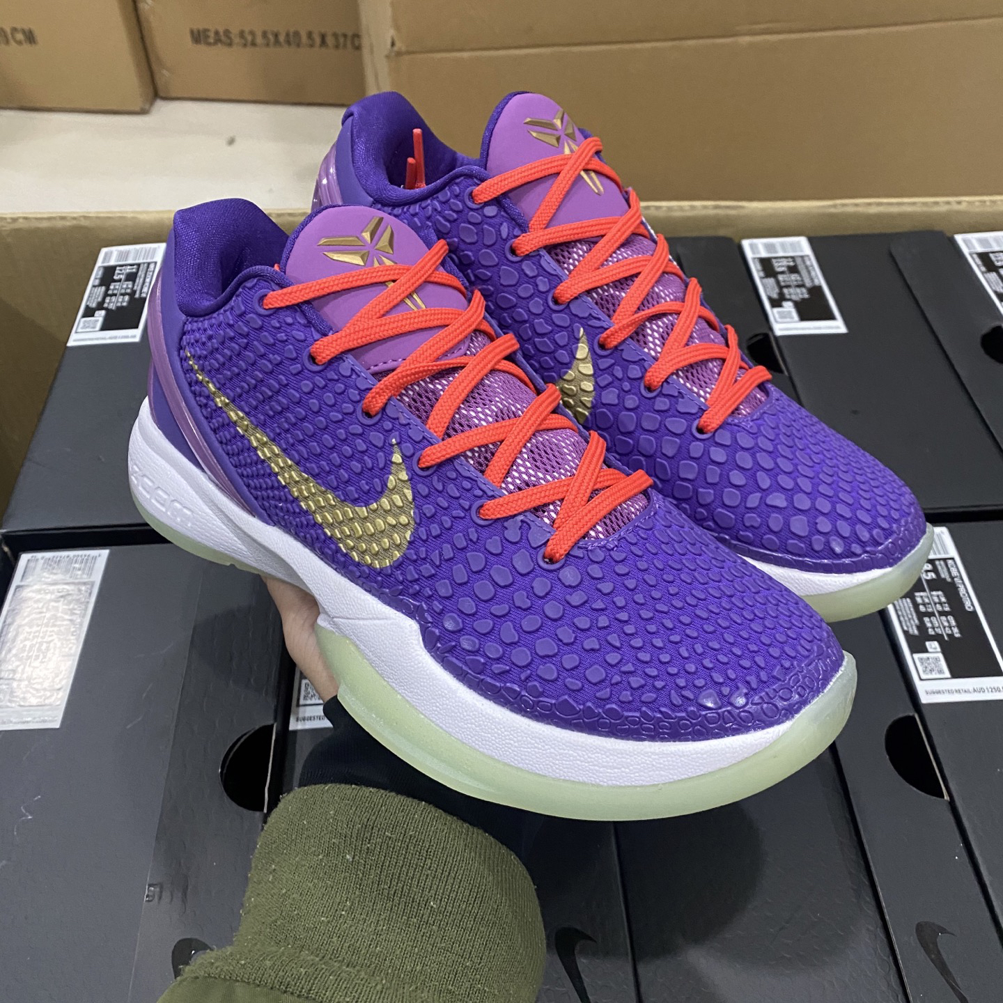 Nike Kobe Purple Shoes Orange Laces Gold Accents