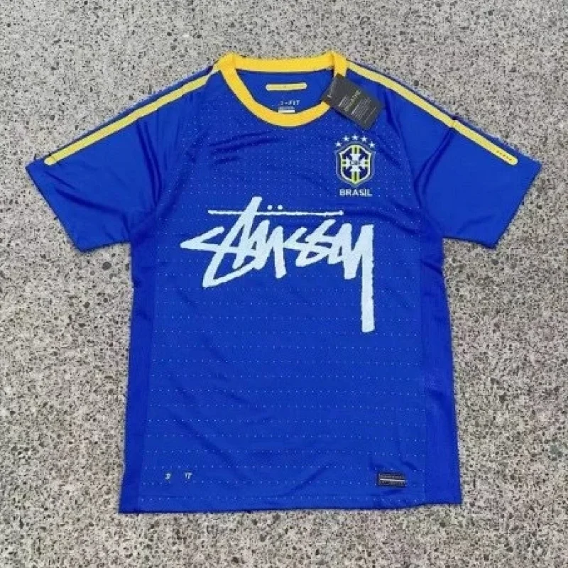 Stussy Blue Brasil Emblem Soccer Jersey