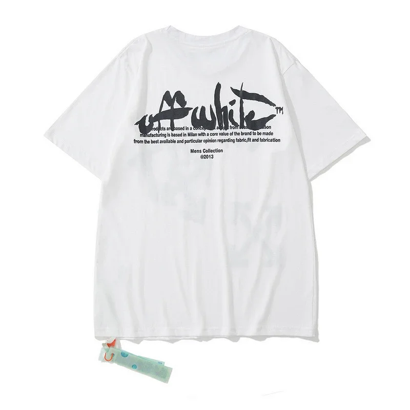 Off-White White Oversized T - Shirt with Back Graffiti Logo, Text & Signature Tag