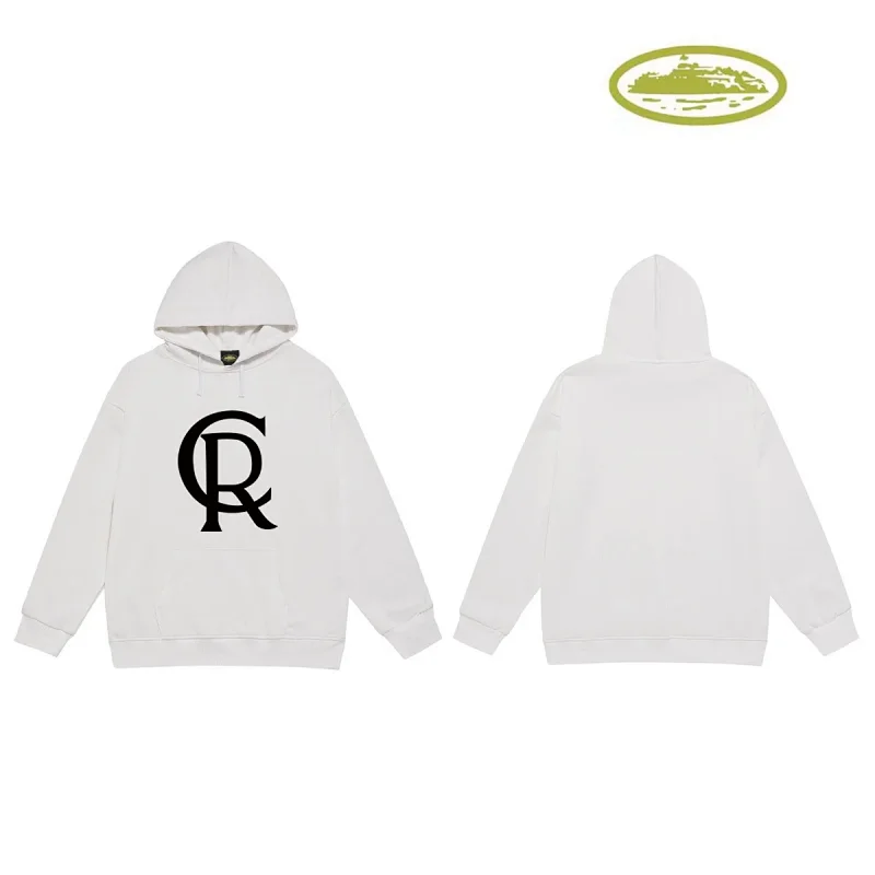 Corteiz White Hooded Sweatshirt with Black CR Logo