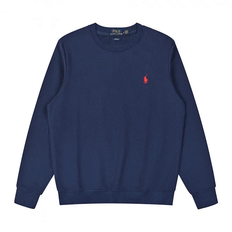 Polo Ralph Lauren Navy Blue Crew - Neck Sweatshirt with Red Polo Pony Logo