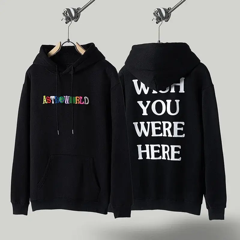 ASTROWORLD Black Hoodie with Wish You Were Here Print