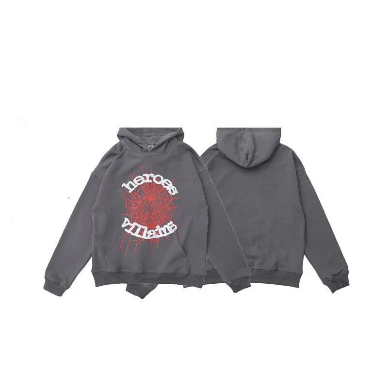 Heroes Villains Dark Gray Spider Web Graphic Hoodie