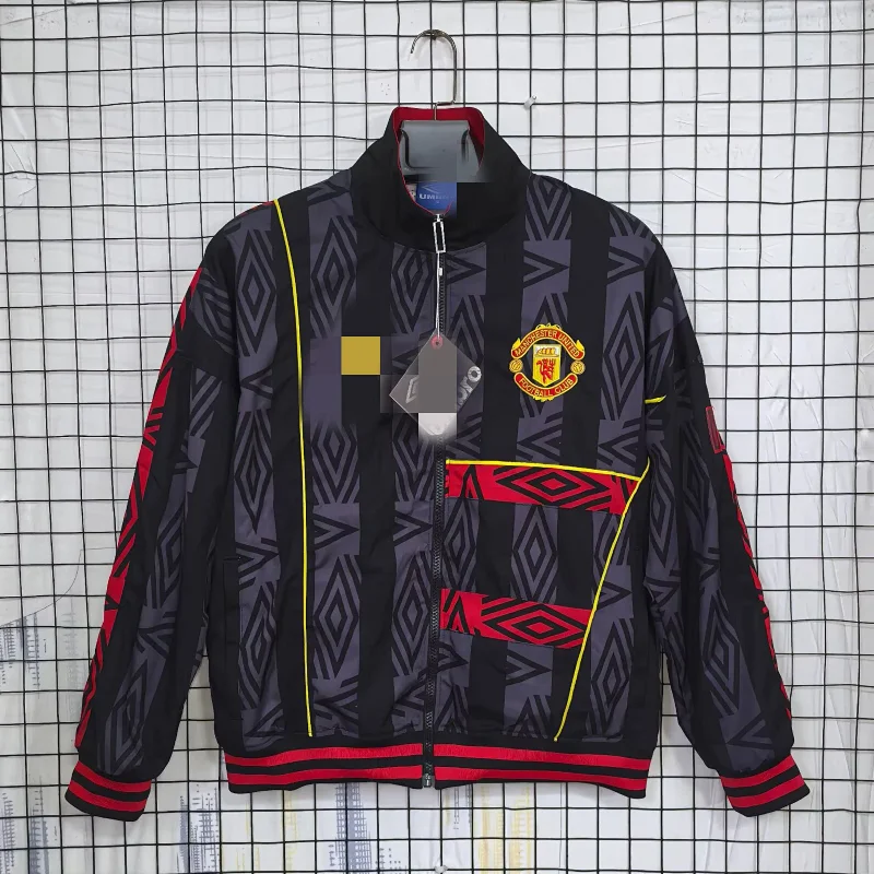 Corteiz Black Red Yellow Geometric Pattern Zip - Up Jacket