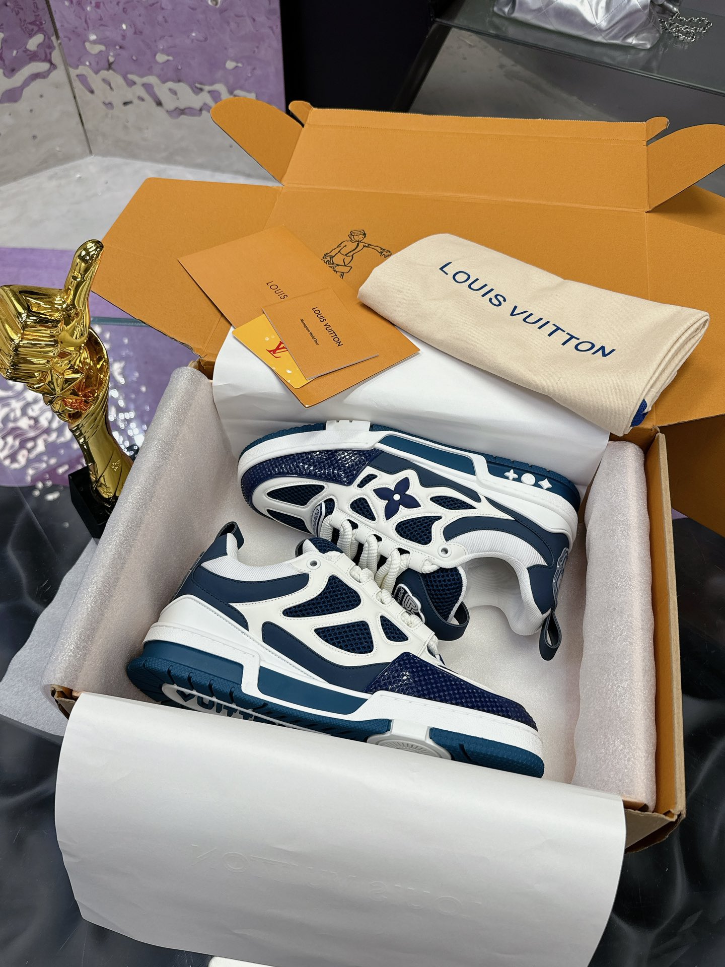 Louis Vuitton Blue and White Sneakers