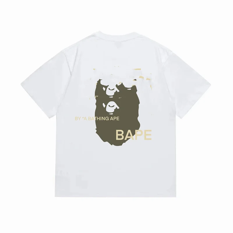 BAPE White T - Shirt with Double Ape Head Graphic and Brand Text