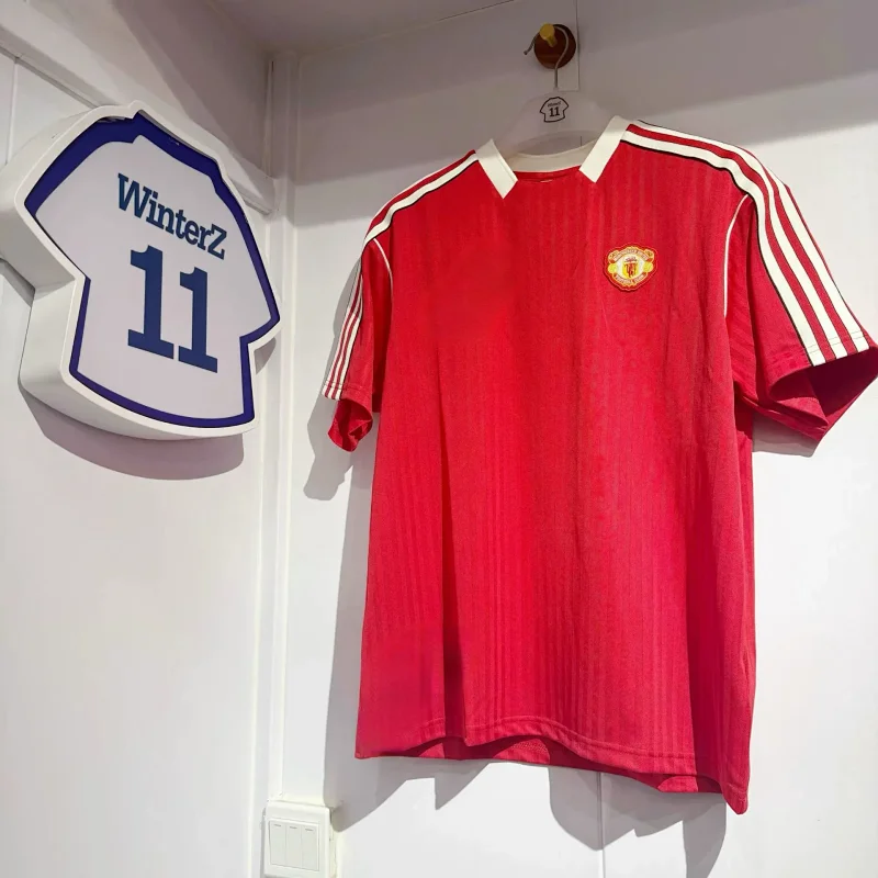 Bayern Munich Navy Blue Striped Soccer Jersey with Red-White Trim