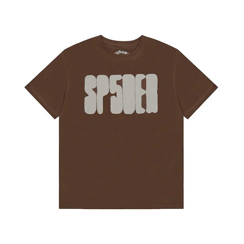 SP5DER Brown Graphic - Print Short - Sleeve T - Shirt