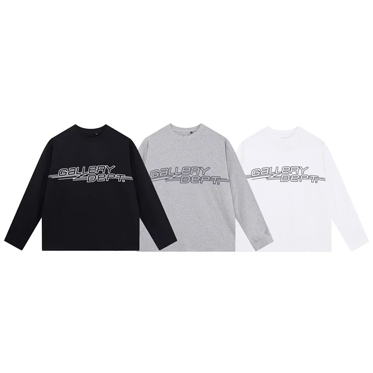 GALLERY DEPT. Graphic Print Long Sleeve T - Shirts (Black/Gray/White)