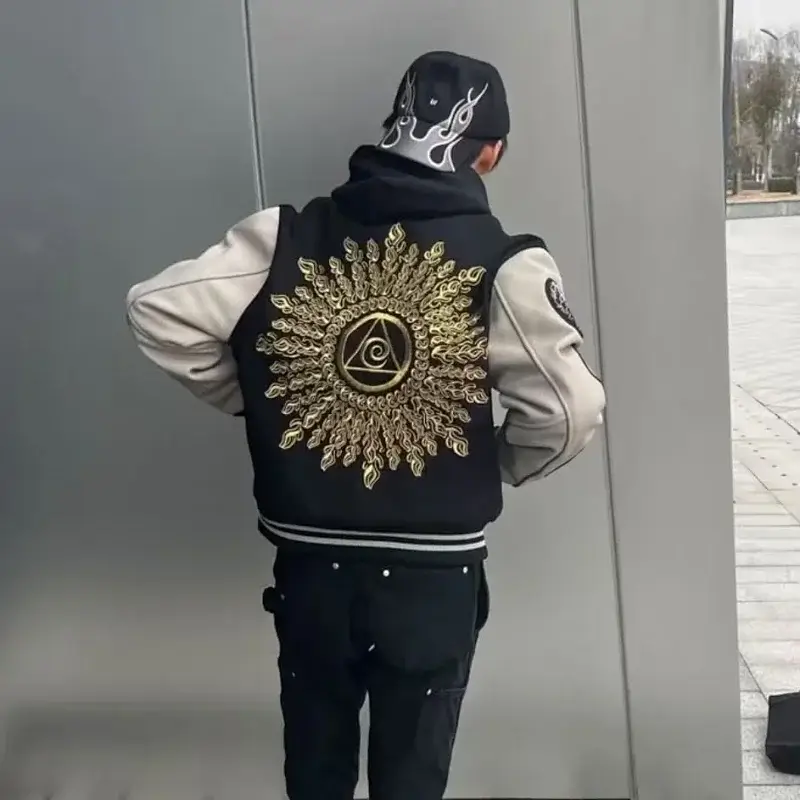 Black & Beige Varsity Jacket