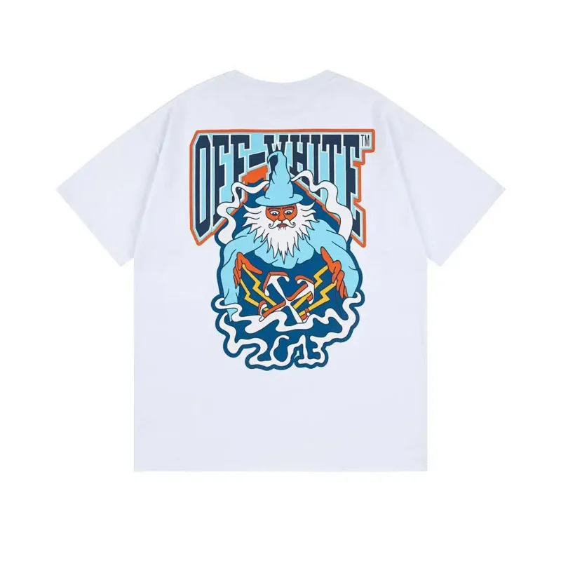 OFF - WHITE White T - Shirt with Wizard Graphic on Back