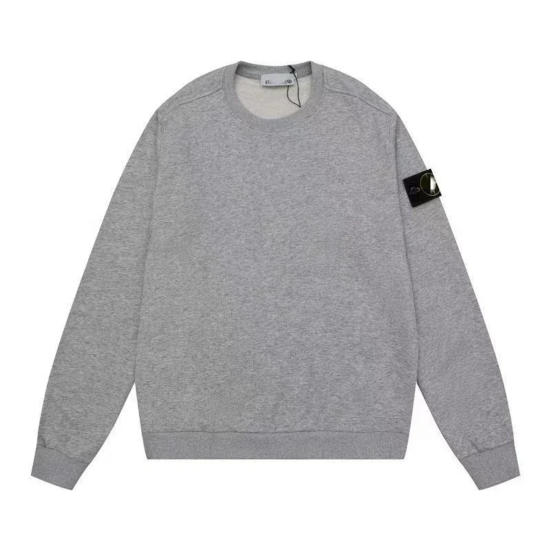 Stone Island Gray Crewneck Sweatshirt with Brand Badge on Sleeve