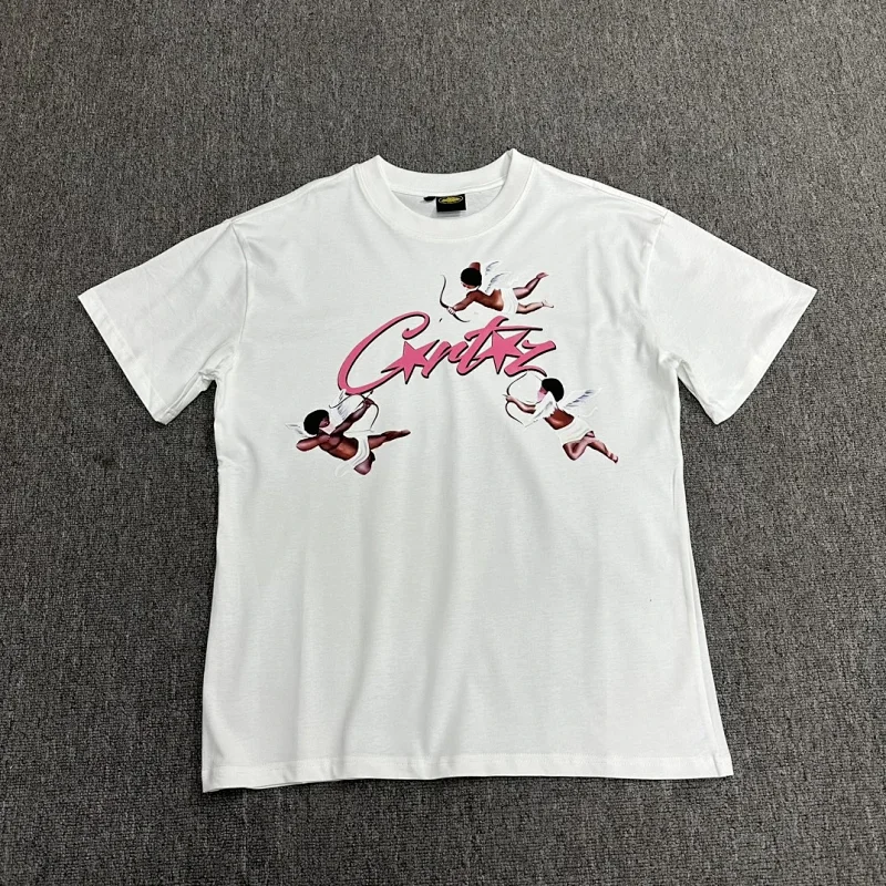 Corteiz White T - Shirt with Cherub Print & "Crtz" Logo