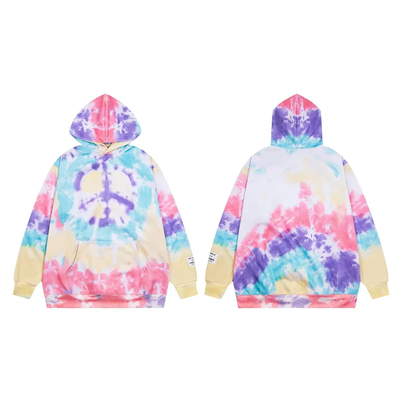 PeaceTieDye Multicolor Tie - Dye Peace Symbol Hooded Sweatshirt