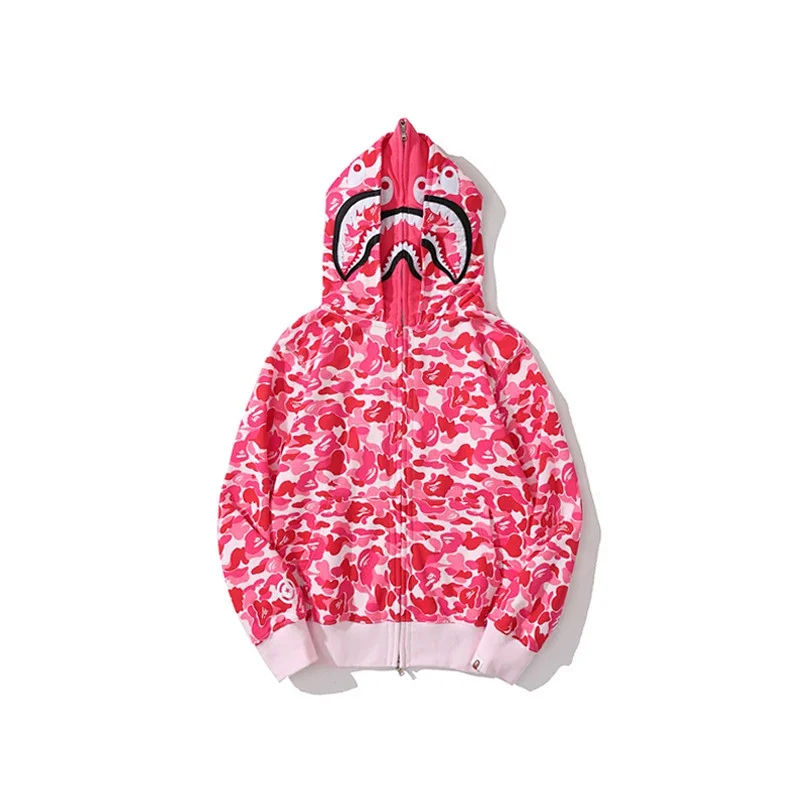 BAPE Pink Camouflage Shark Head Full - Zip Hoodie