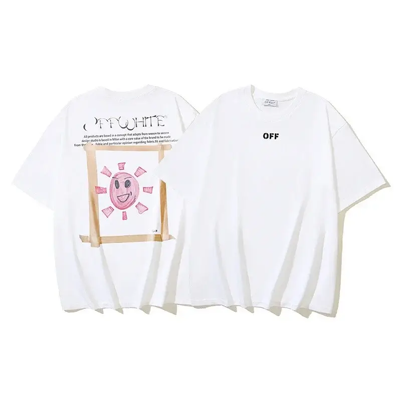 OFF-WHITE "OFF" Front Sun Smiley Back T-Shirt