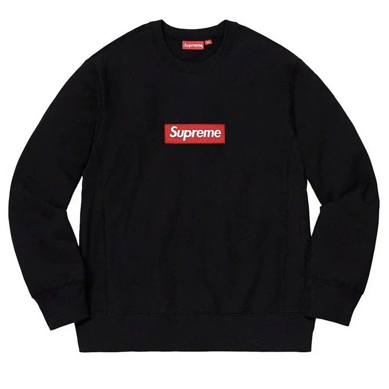 Supreme Black Crewneck Sweatshirt with Red Box Logo