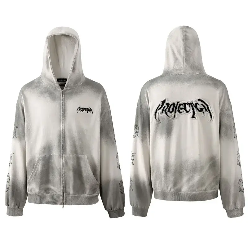 Project Gray White Tie-Dye Zip Hoodie