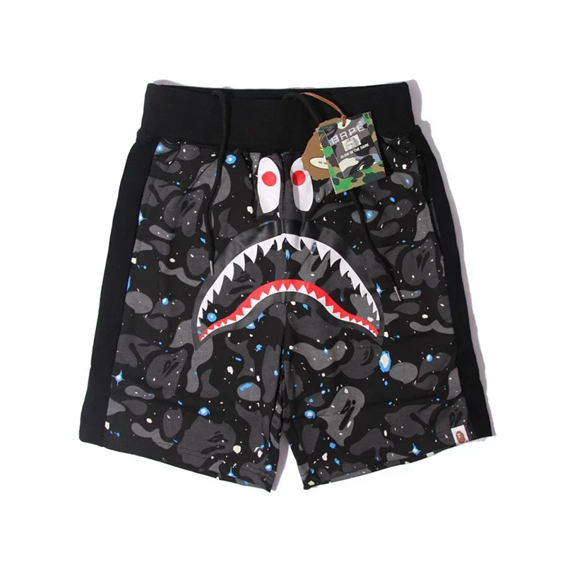 BAPE Black Camo Starry Shark - Mouth Drawstring Shorts