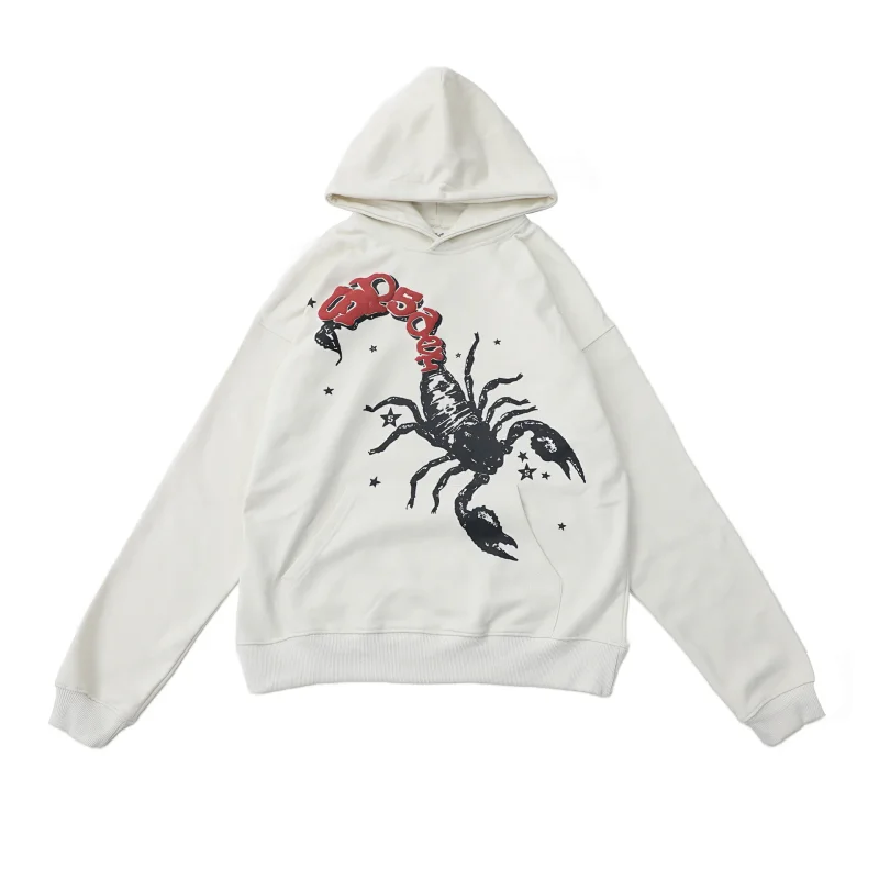 0592 White Scorpion Graphic Hoodie