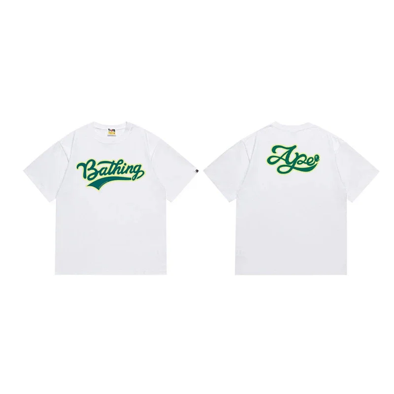 Bape White T - Shirt with Green "Bathing" (Front) & "Ape" (Back)