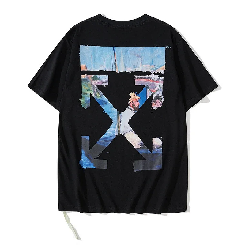 OFF-WHITE Black T - shirt with Oil Painting Arrow Graphic on Back